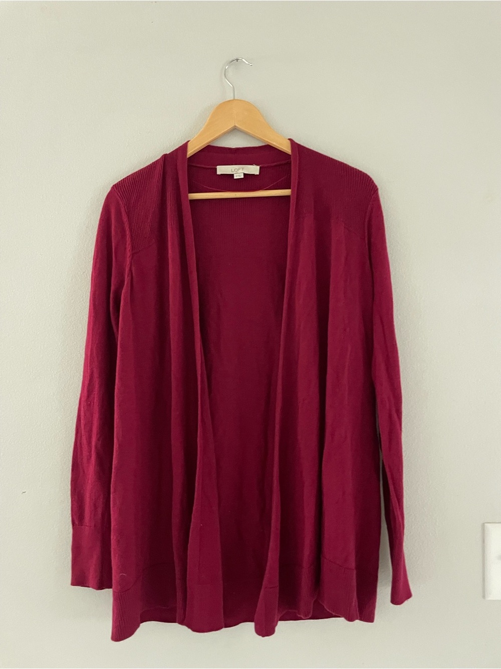 LOFT Red Open-Front Cardigan Sweater